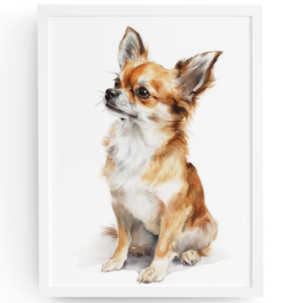 Watercolor Chihuahua Dog Portrait Wall Art Print Poster Unframed - Cute Pet
